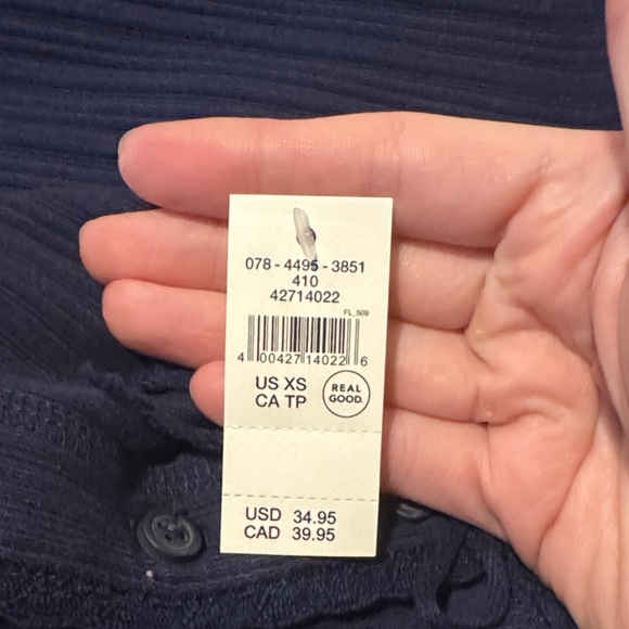 Aerie Navy Ribbed Button-Front Tank Top - Picture 2 of 2